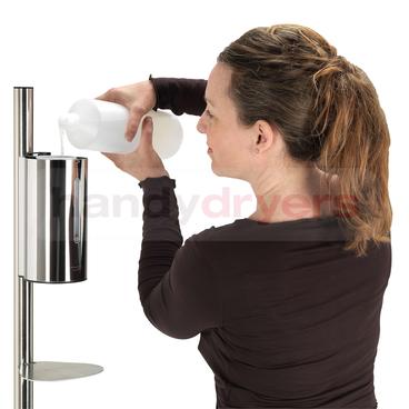 Sanillo Hand Sanitiser Dispenser with Stainless Steel Stand, Signage Frame & 1L Santiser Pack - main image